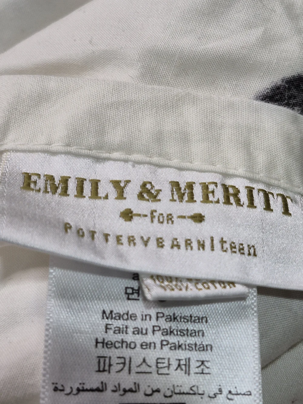 Pottery Barn Teen Gray Rose-Print Duvet Cover on White Ground